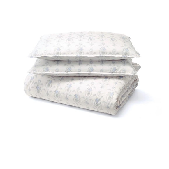 LoveShackFancy LSF Full / Queen Duvet Cover 2 Pillow Shams Blue - Picture 4 of 5